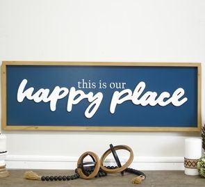 Wall Art Sign Happy Place 36in