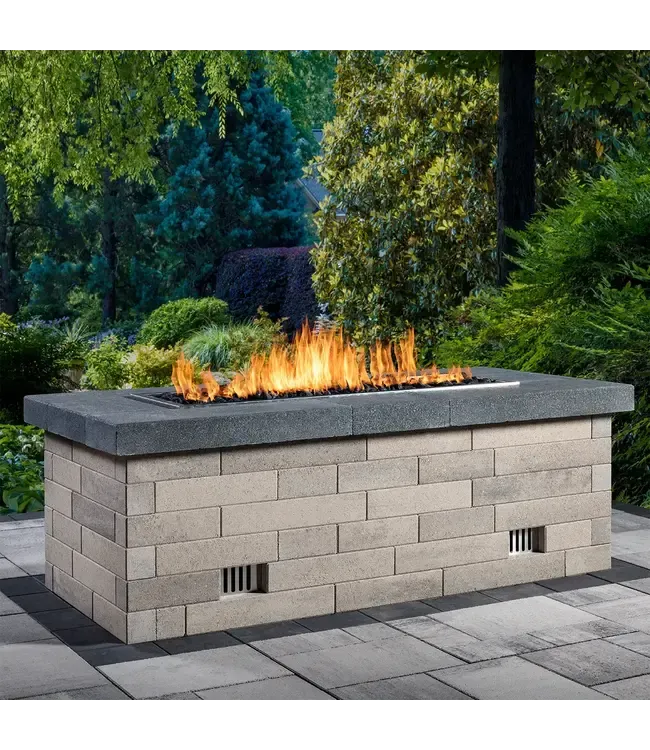 Melville Linear Fire Table w/ Scandina Grey &amp; Midnight - Special Order