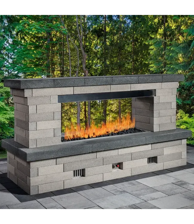 Melville Linear Fireplace w/ Scandina Grey &amp; Midnight - Special Order