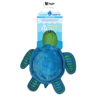 Spunky Pup Clean Earth Recycled Plush Turtle Small