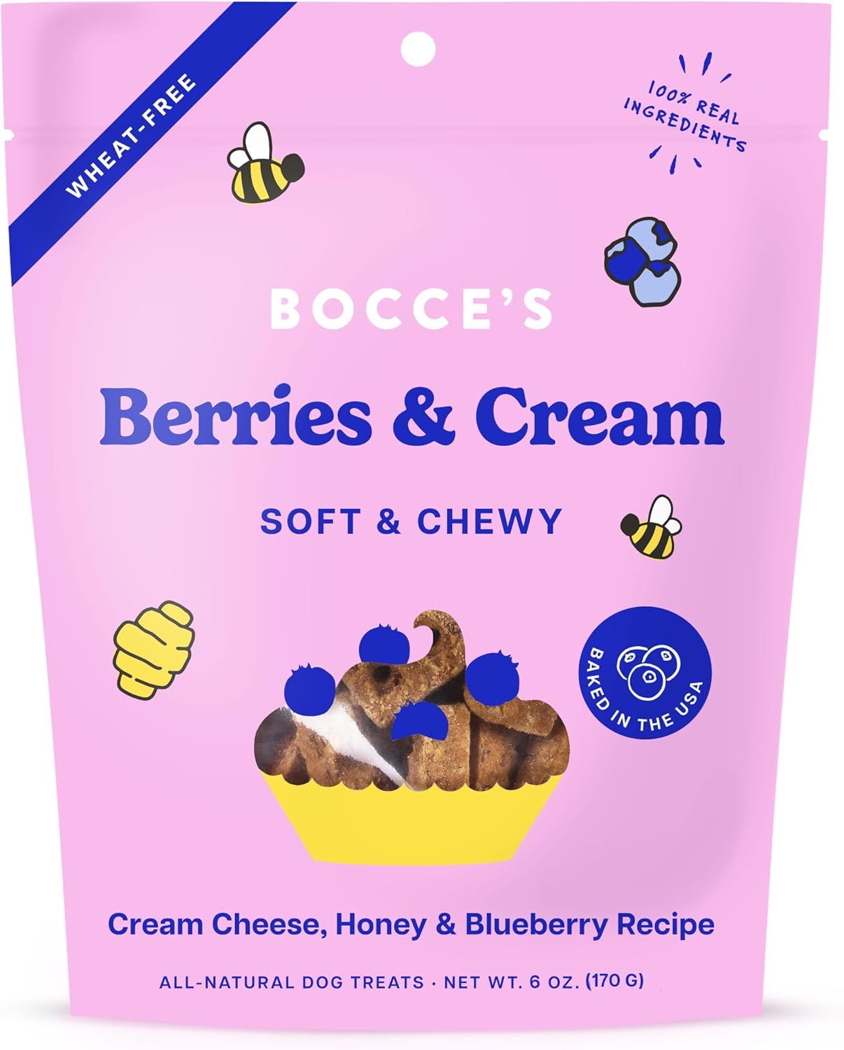 Bocce&#39;s Bakery Dog Soft &amp; Chewy Berries &amp; Cream 6oz