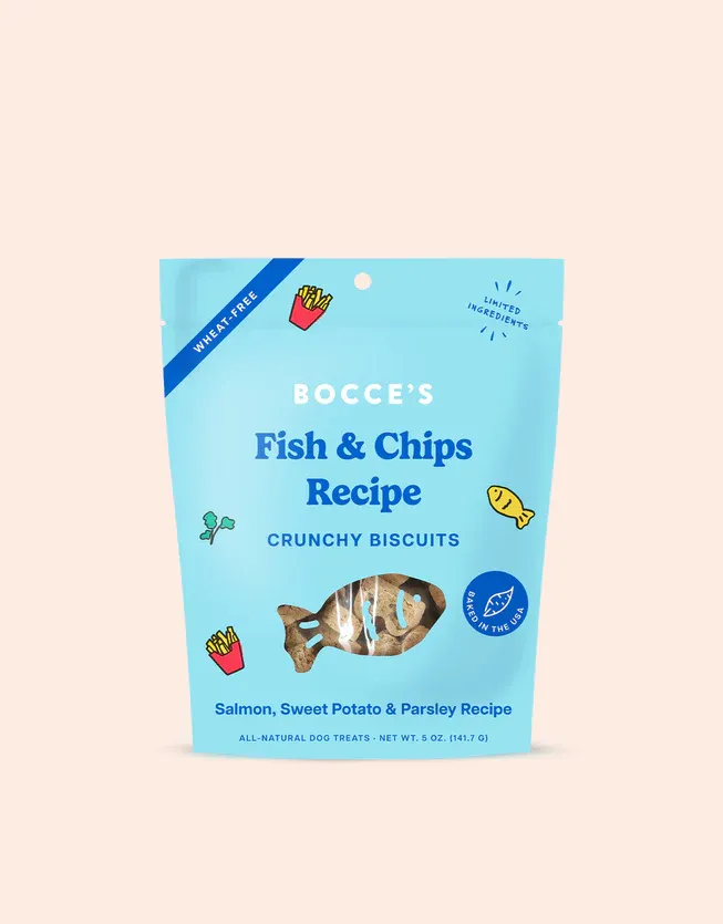 Bocce's Bakery Dog Crunchy Biscuits Fish &amp; Chips 5oz