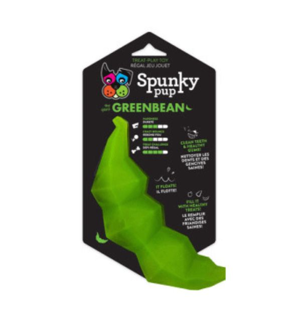 Spunky Pup Treat Holding Green Bean Toy