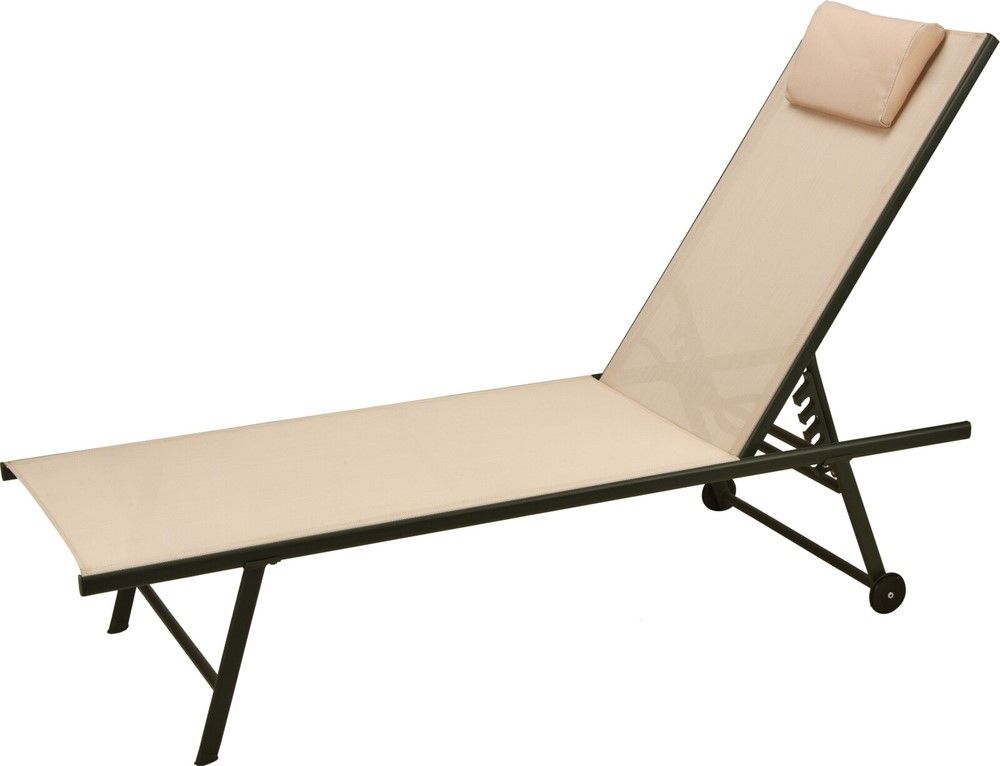 Lounge Bed With Head Pillow, Color: Beige