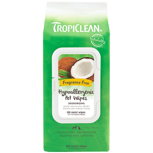 TropiClean Grooming Wipes Hypoallergenic Fragrance Free - 100pk
