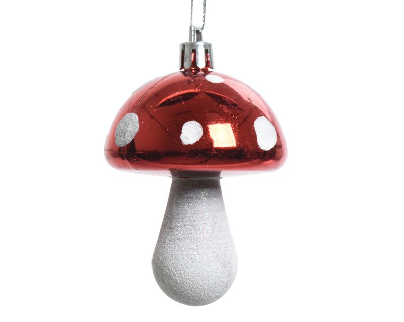 Xmas Hanger Mushroom Glitter 7.5cm