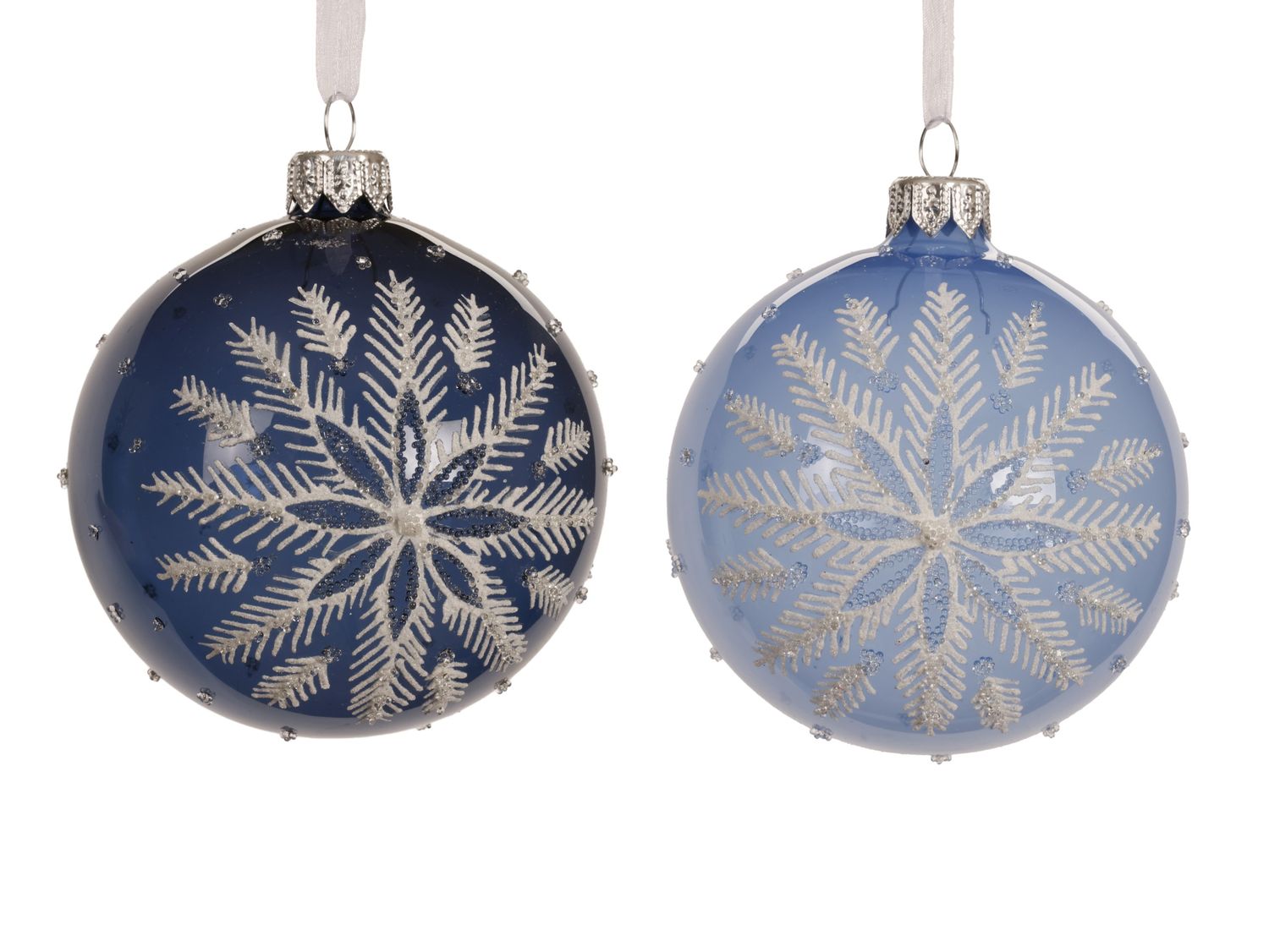 Xmas Ball Glass Snowflake 8cm