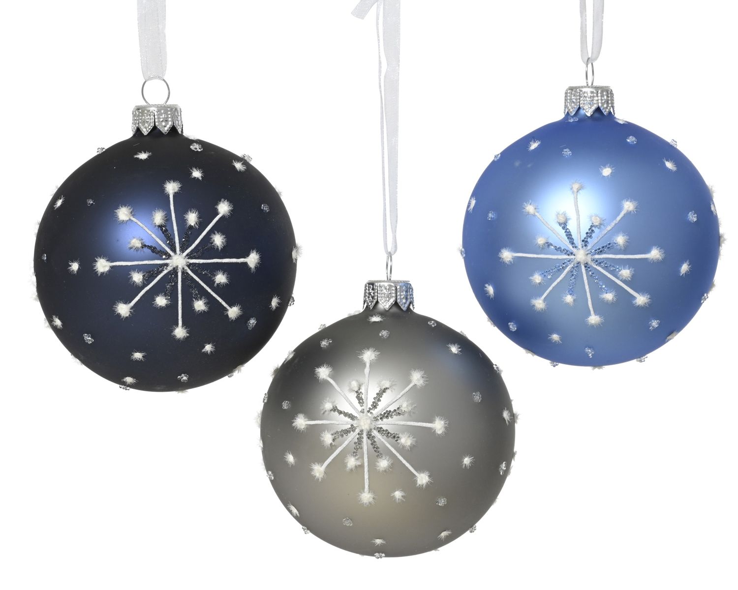 Xmas Ball Snowy Flake 8cm