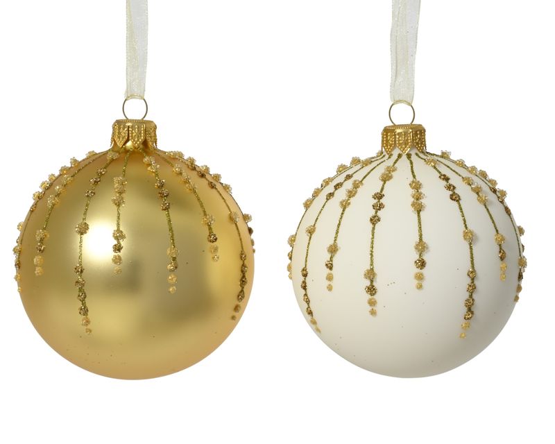 Xmas Ball Gold Sparkle 8cm