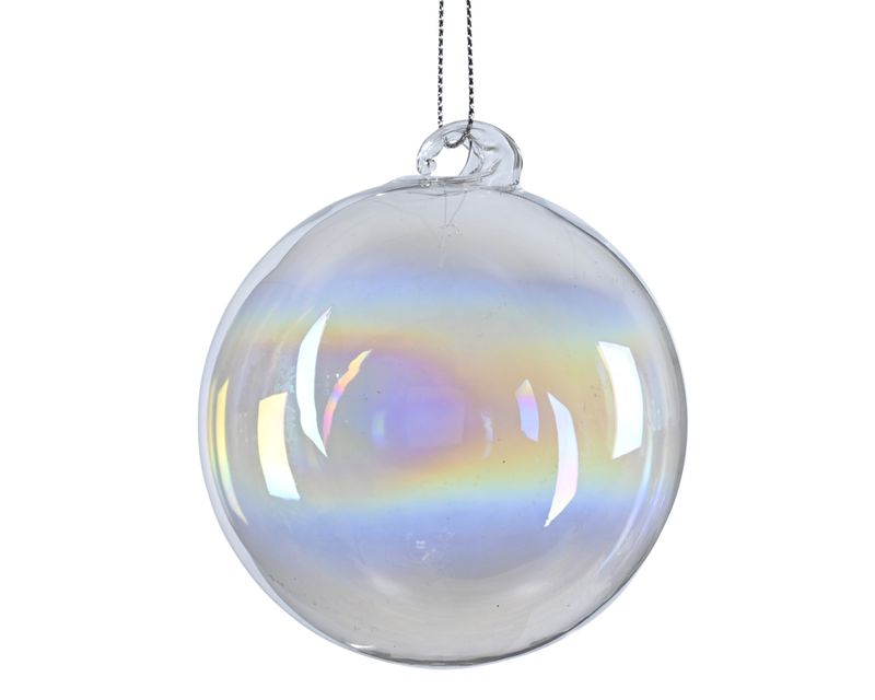 Xmas Ball Glass Transparent Iris 8cm