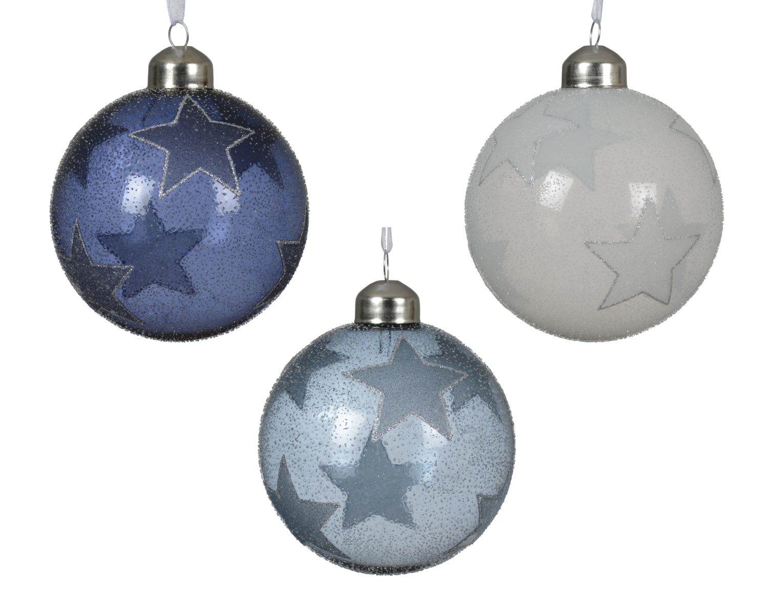 Xmas Ball Glass Stars 8cm