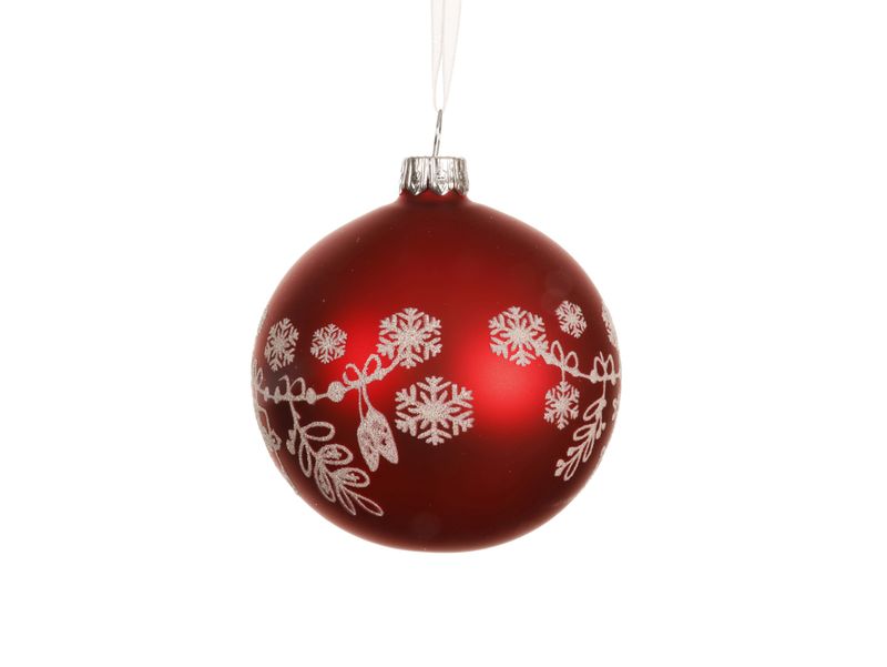 Xmas Ball Glass 8cm Red
