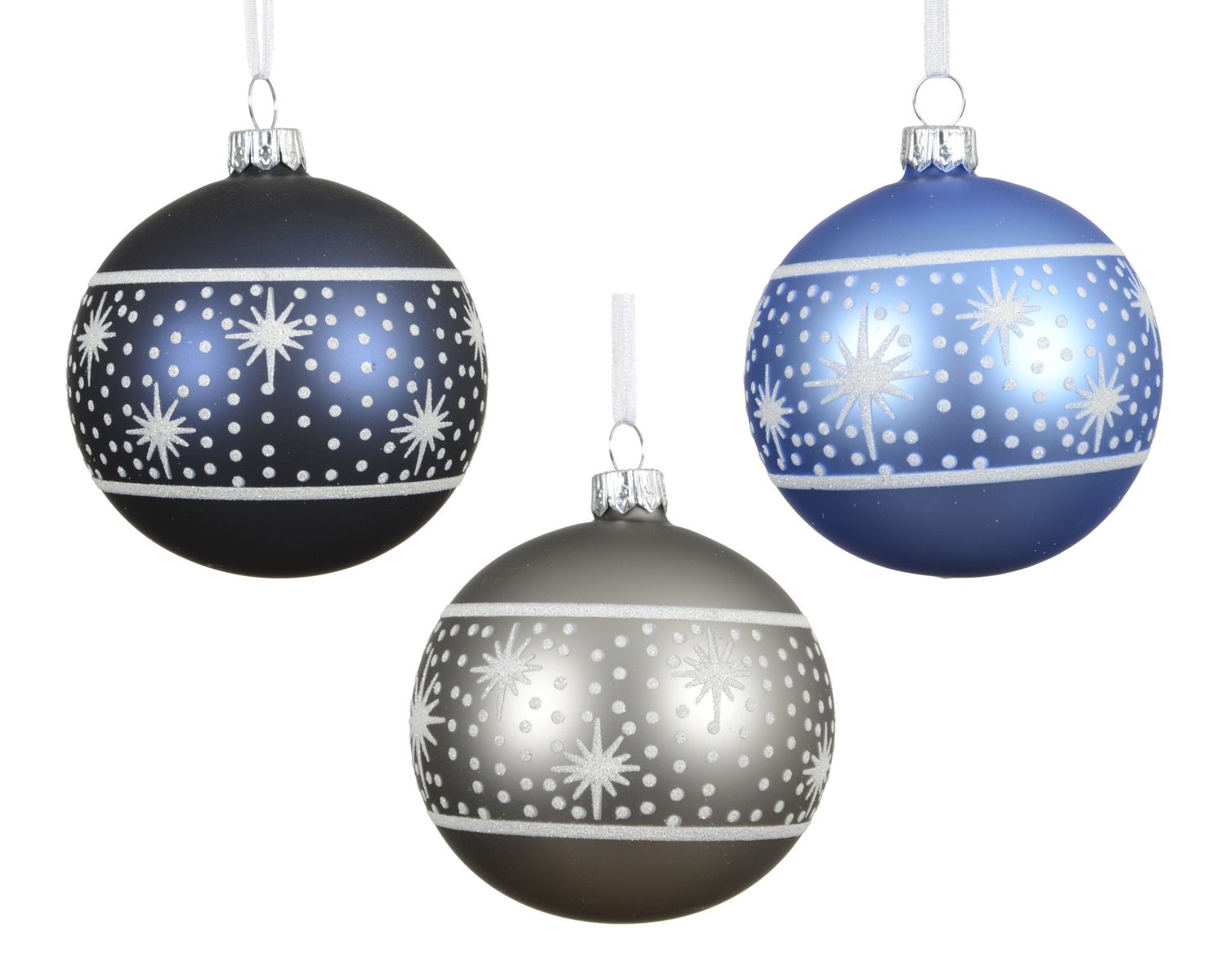 Xmas Ball Glass 8cm Starry Night