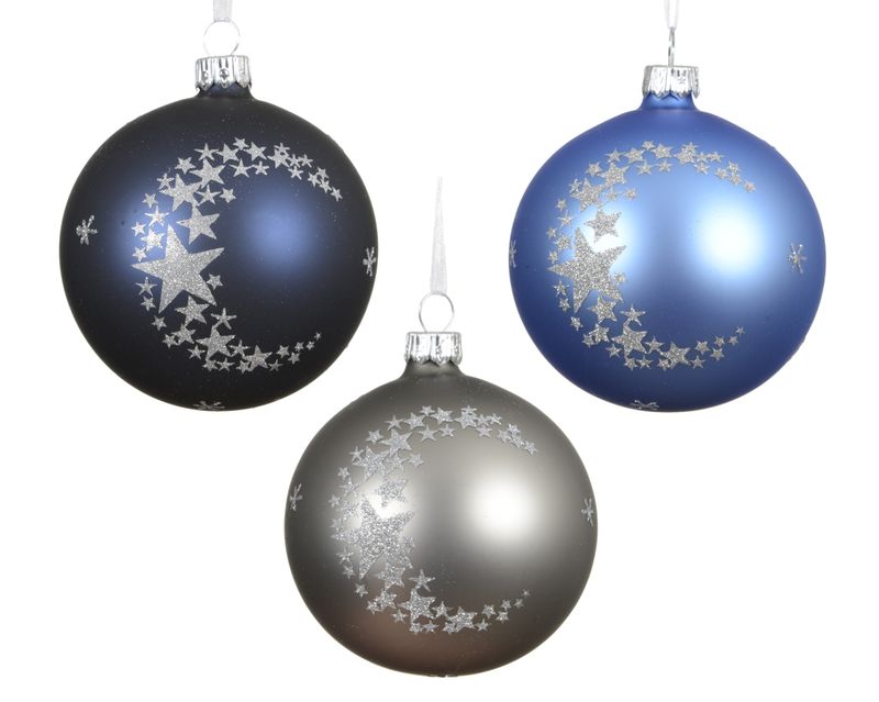 Xmas Ball Glass 8cm Moon