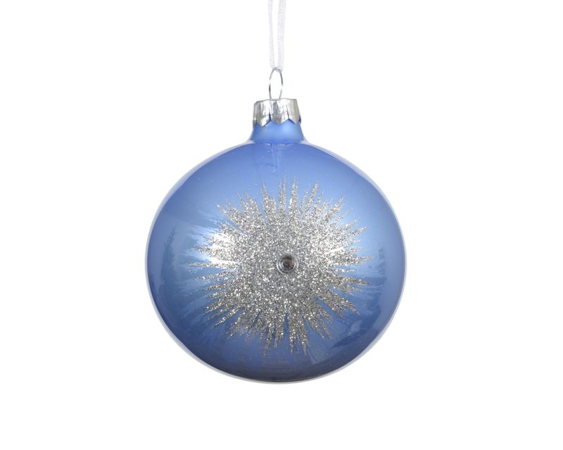 Xmas Ball Glass 8cm Sky Blue