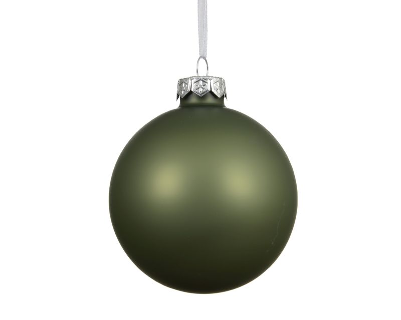 Xmas Ball Glass 8cm Rosemary Green