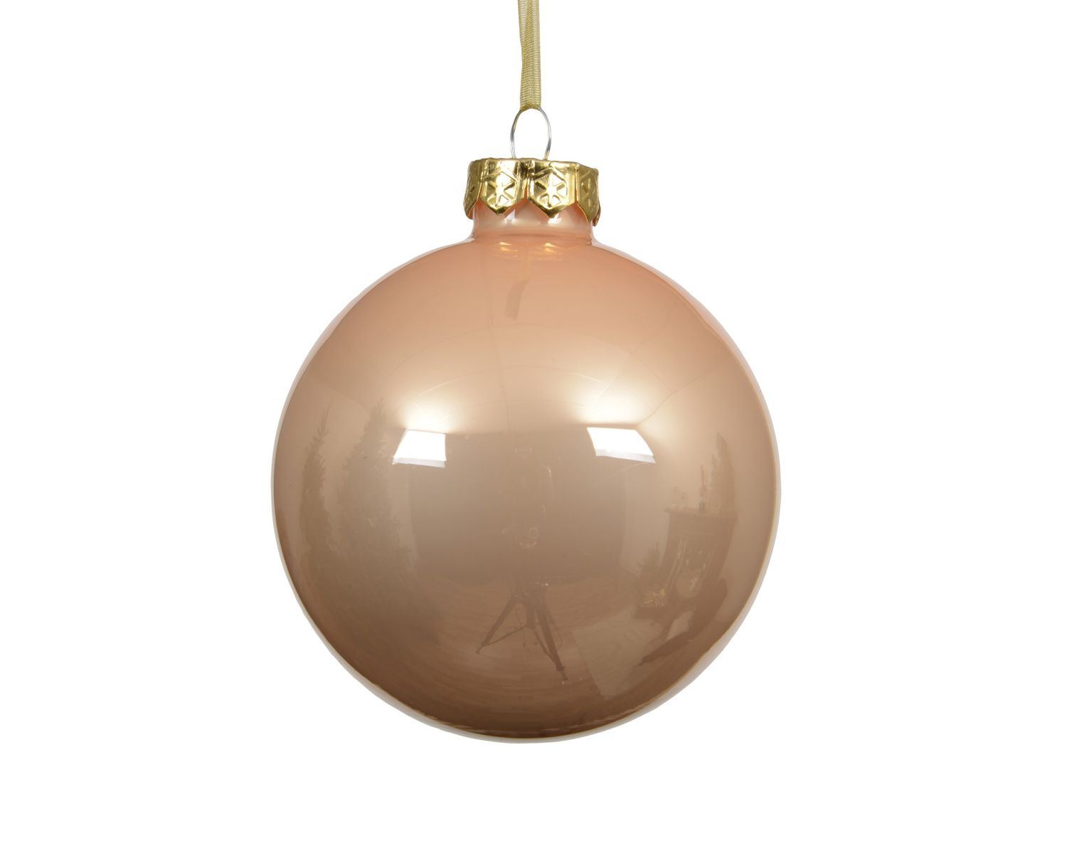 Xmas Ball Glass 8cm Peach Pearl
