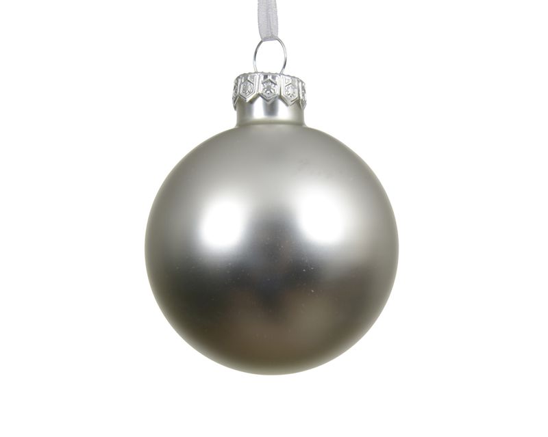 Xmas Ball Glass 8cm Silver