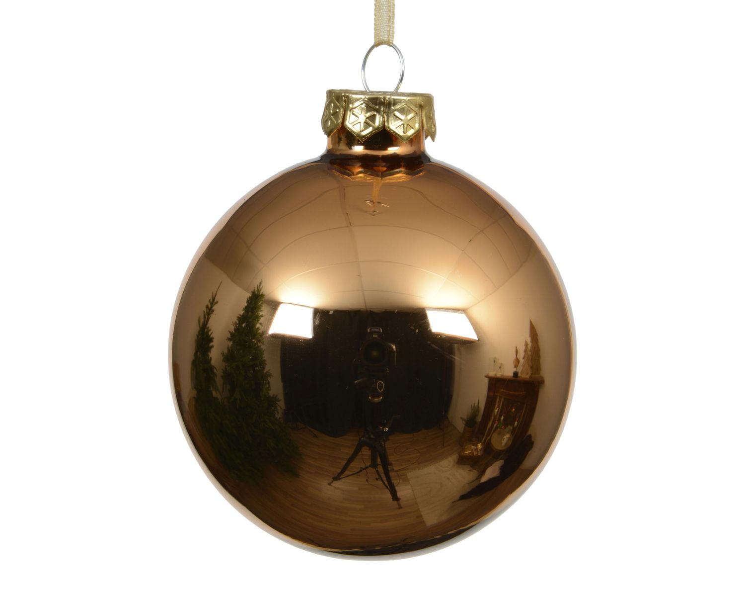 Xmas Ball Glass 8cm Brandy