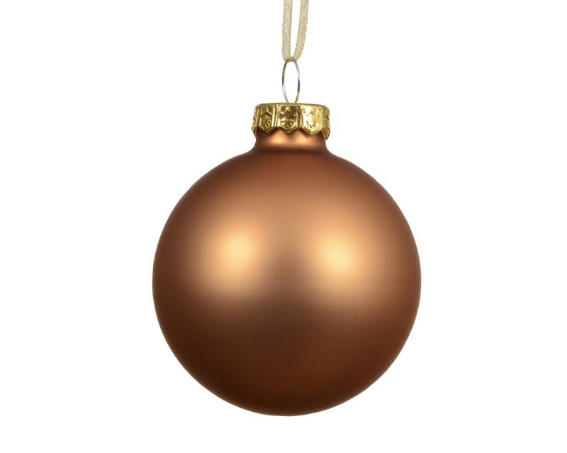 Xmas Ball Glass 8cm Brandy Matt