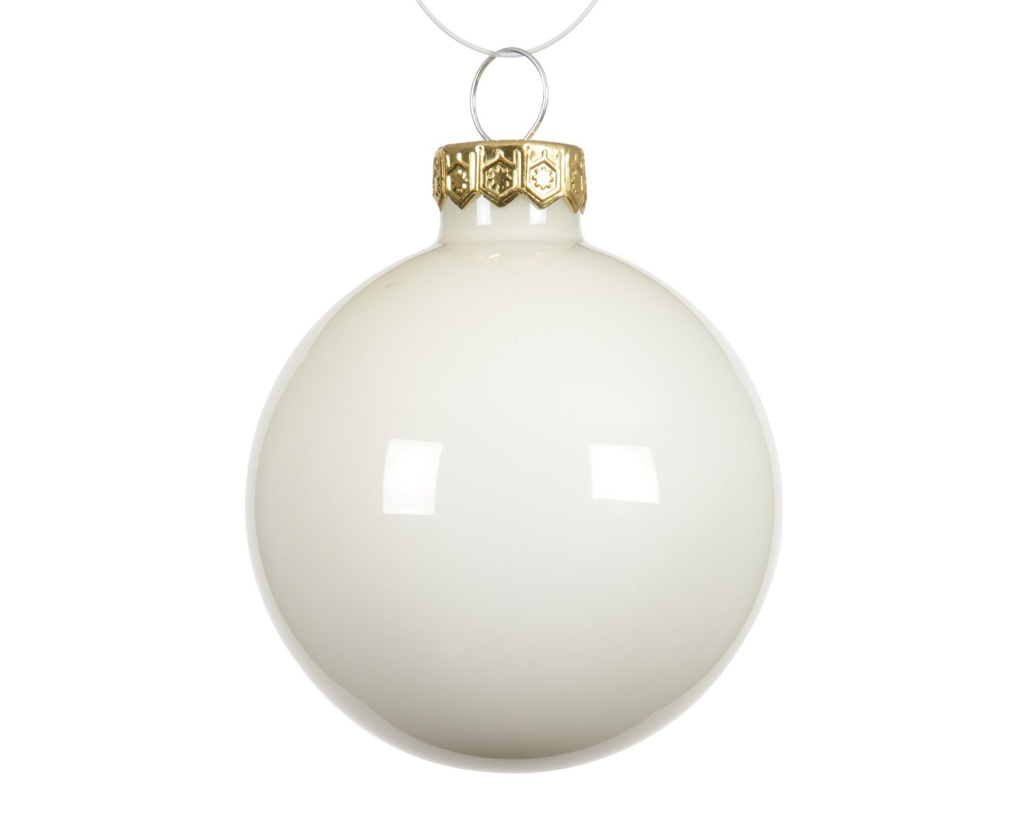 Xmas Ball Glass 8cm Wool White