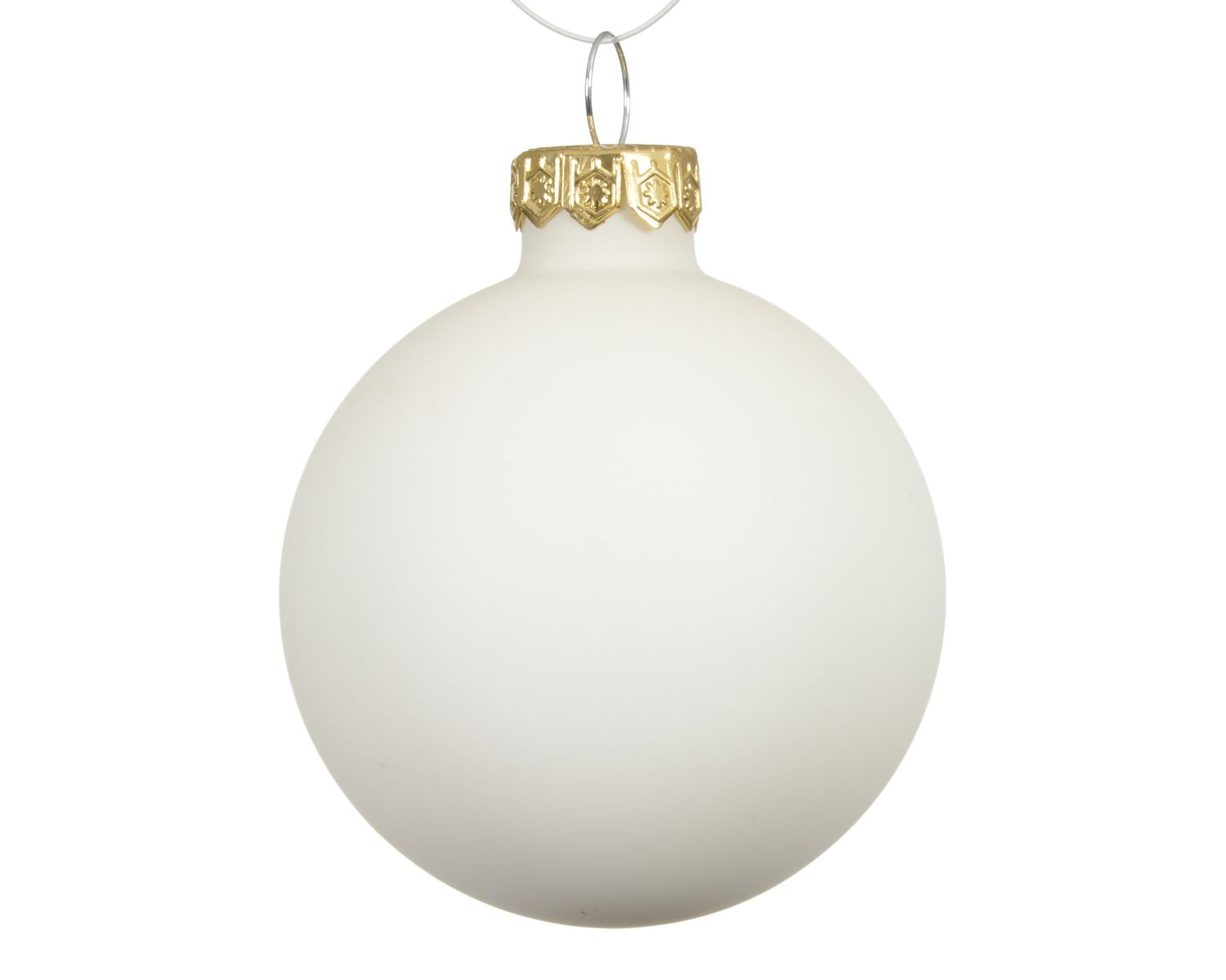 Xmas Ball Glass 8cm Wool White Matt
