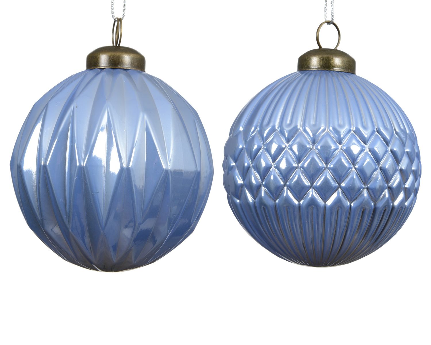 Xmas Ball Shatterproof 8cm Sky Blue - 2 Assorted