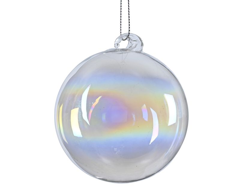 Xmas Ball Glass Transparent Iris 8cm