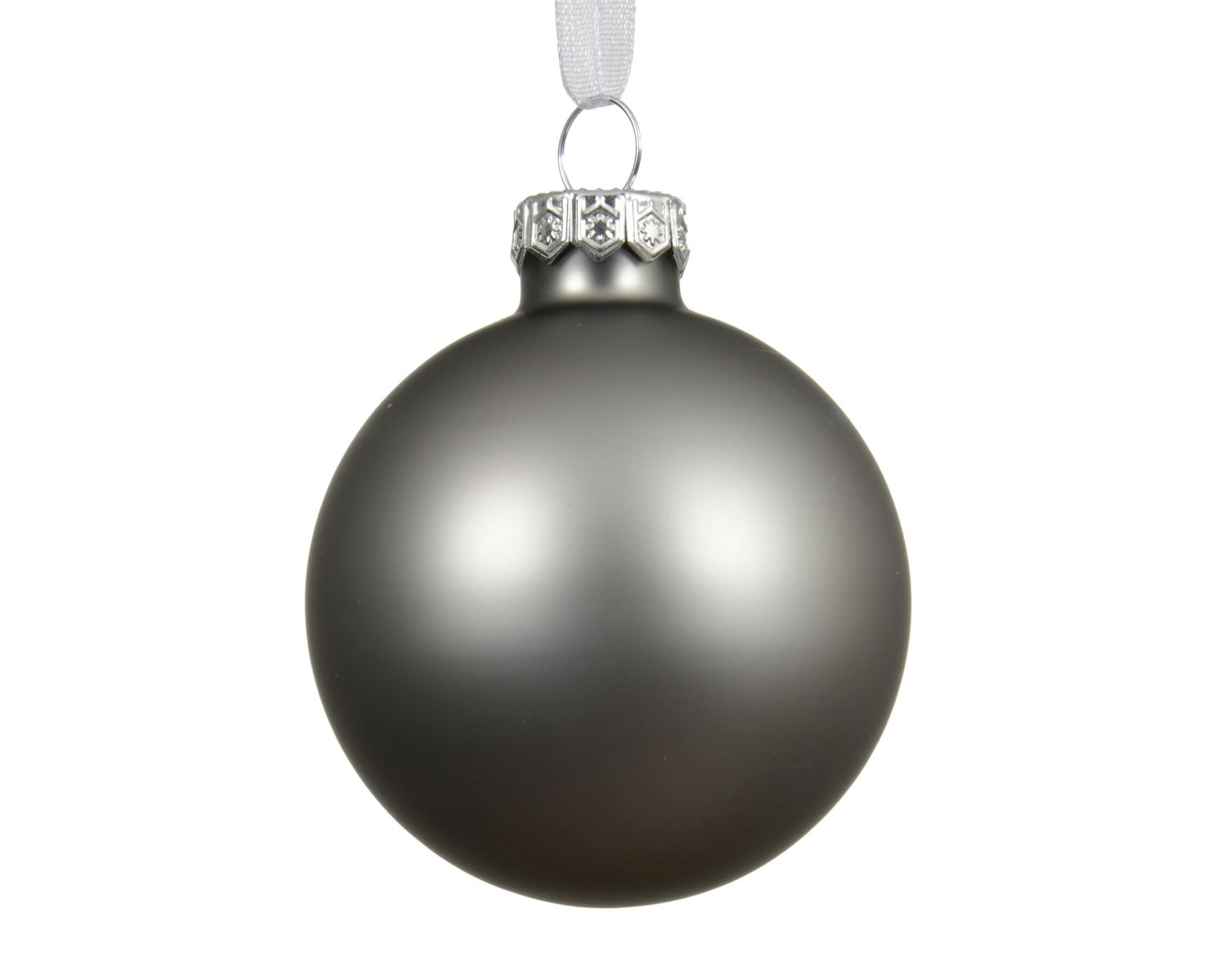 Xmas Ball Glass 6cm Soft Grey