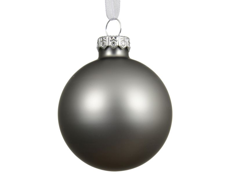 Xmas Ball Glass 6cm Soft Grey