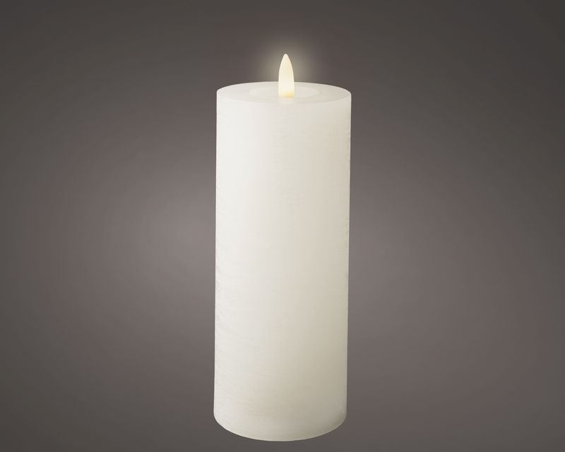 LED Wick Candle Wax 19cm Indoor Flame Effect - White
