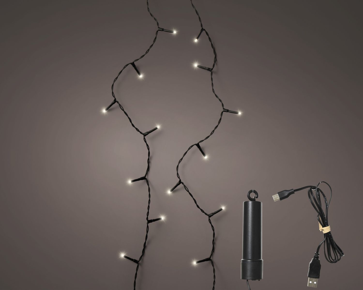 LED Rechargeable Lights 367.5cm 8 Function Twinkle Effect Outdoor - Warm White