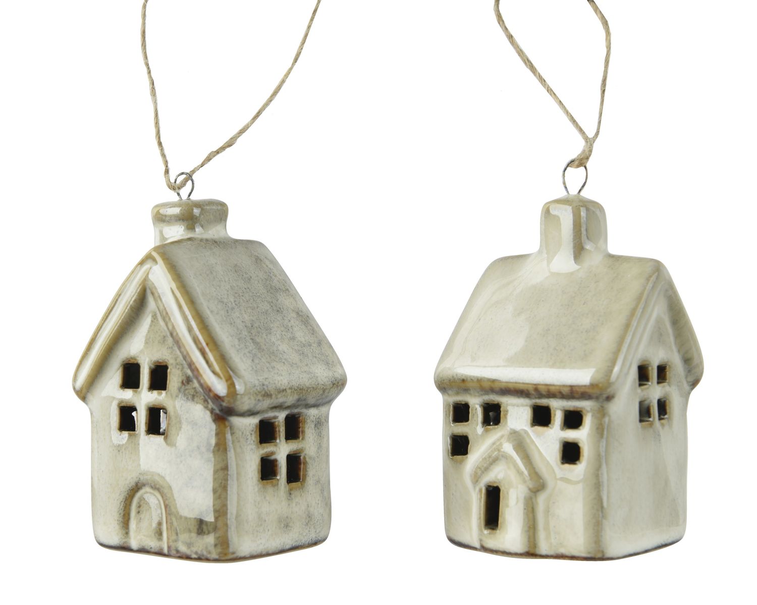 Xmas Hanger House Porcelain 7cm - 2 Assorted Xmas Hanger House Porcelain 7cm - 2 Assorted