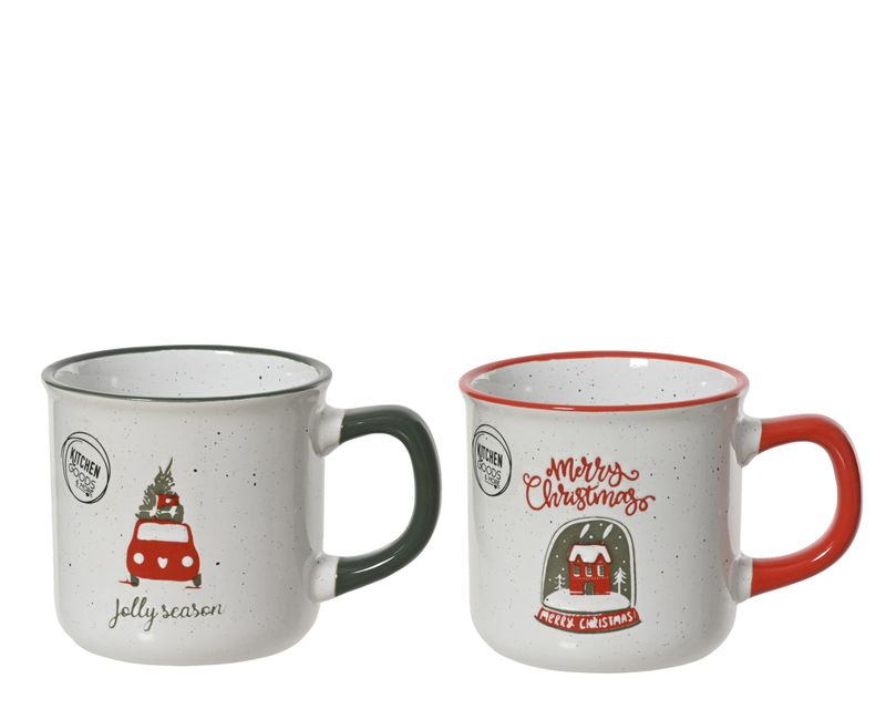 Xmas Mug Stoneware - 2 Assorted