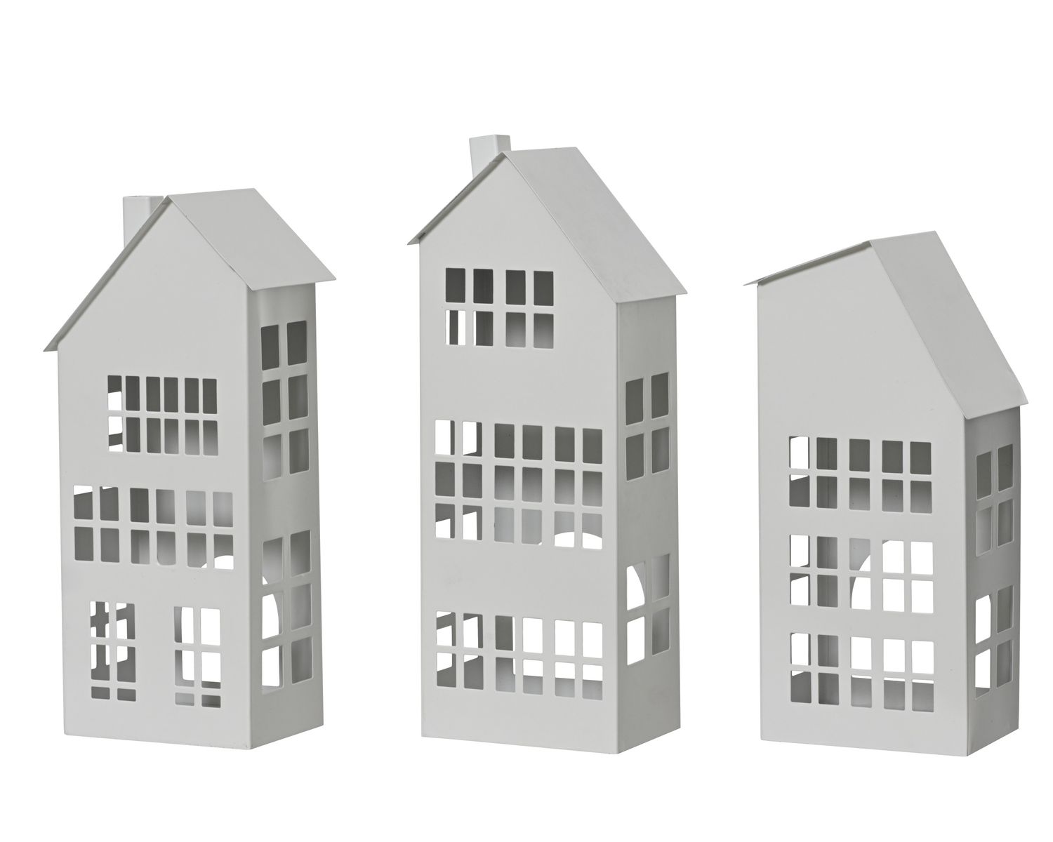 Tealight Holder Metal White House 3 Assorted Tealight Holder Metal White House 3 Assorted