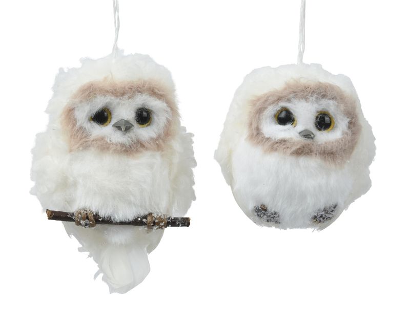Owl Faux Fur 8cm 2 Assorted