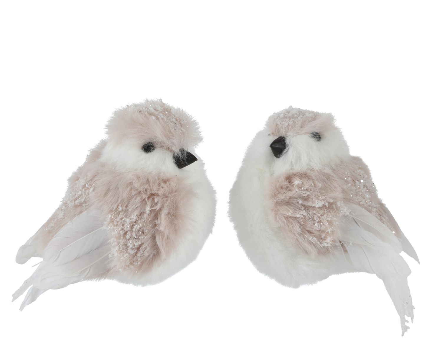 Bird Artificial Fur On Clip 11cm Peach Pearl - 2 Assorted
