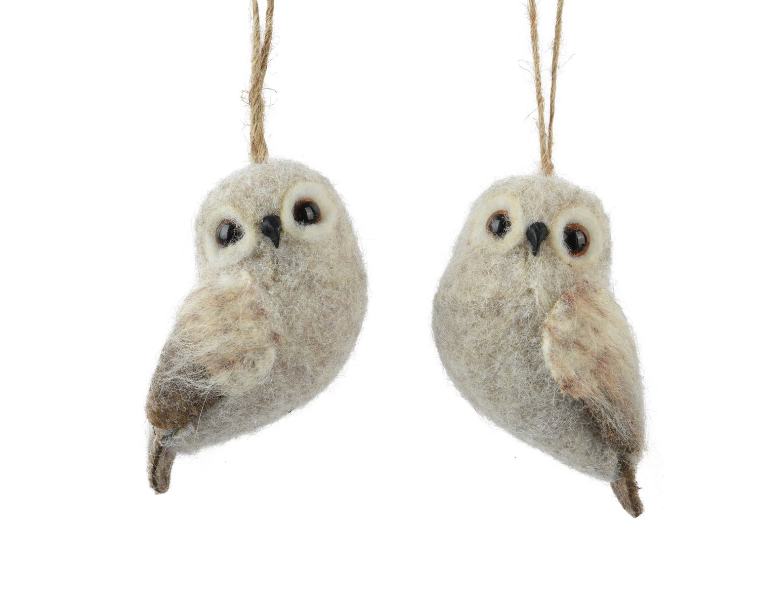 Xmas Hanger Owl Wool 7cm - 2 Assorted