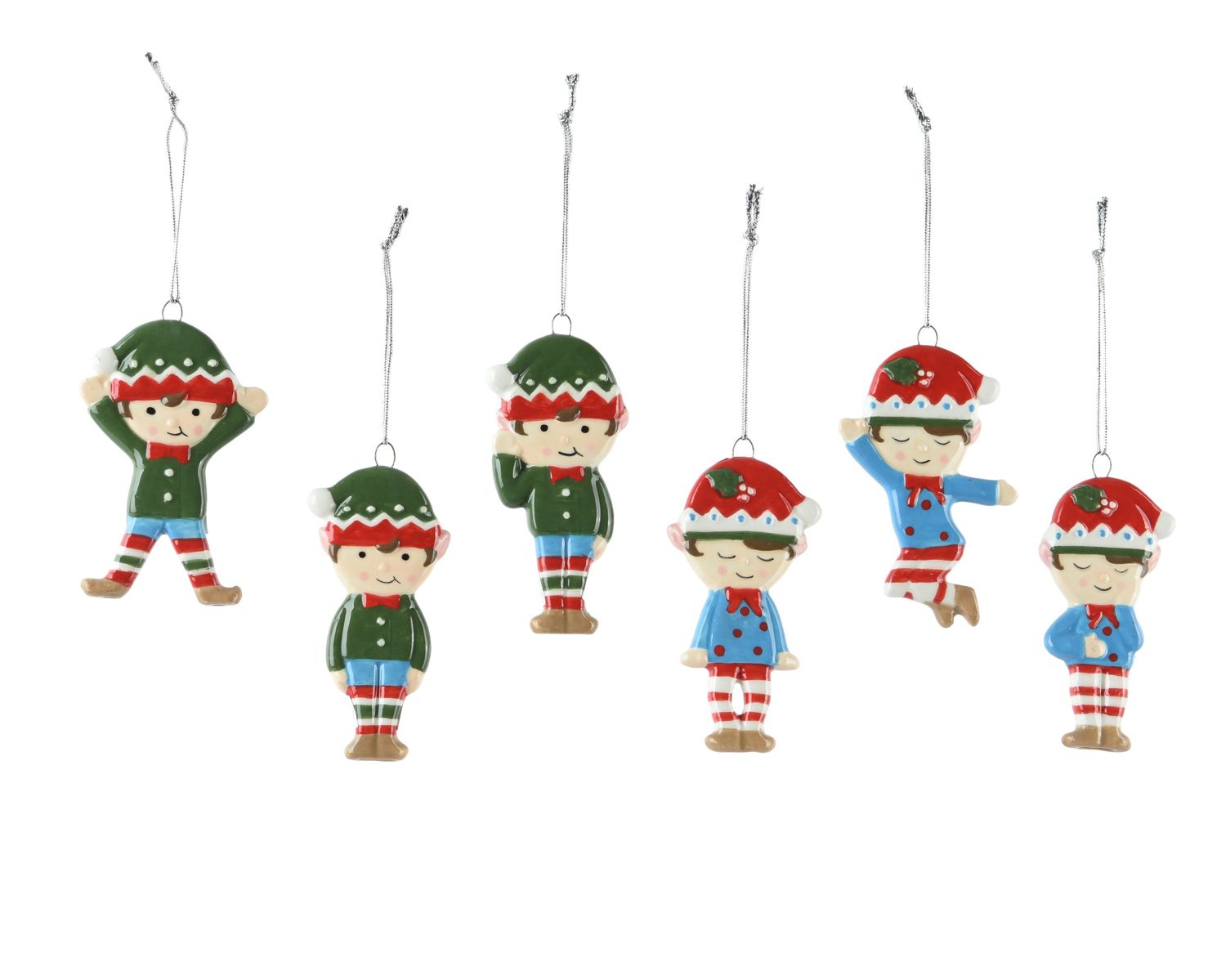 Xmas Hanger Elf 8cm 6 Assorted