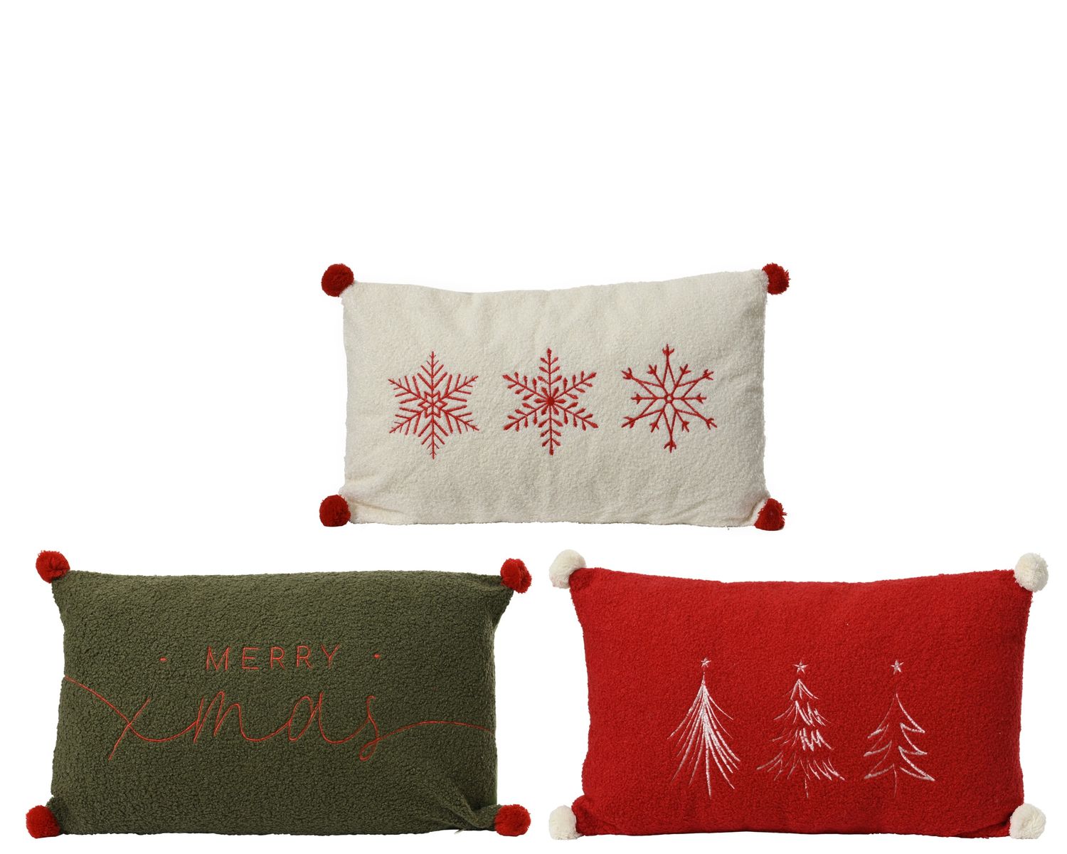 Xmas Cushion 50x30cm PomPom