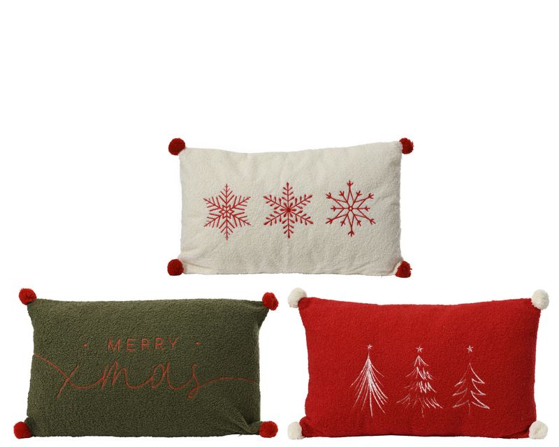 Xmas Cushion 50x30cm PomPom