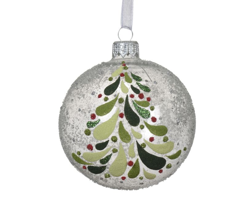 Xmas Ball Glass 8cm Transparent Tree