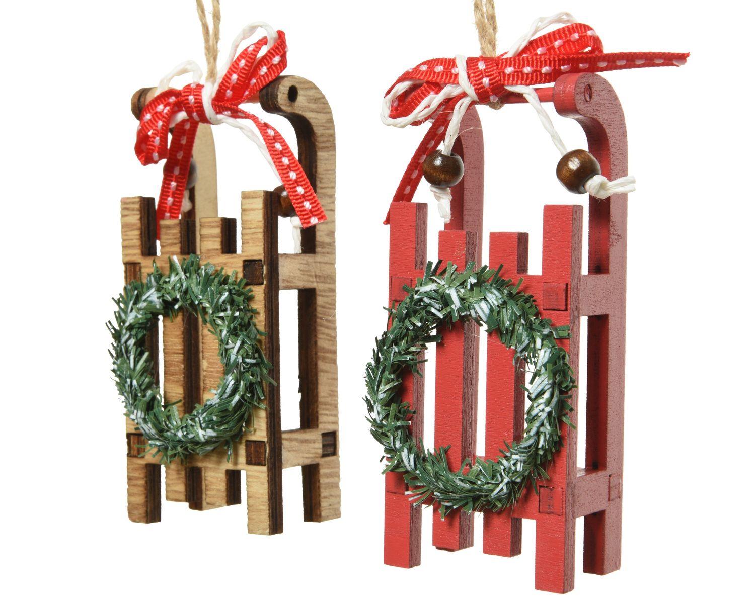 Xmas Hanger Sleigh 10cm - 2 Assorted