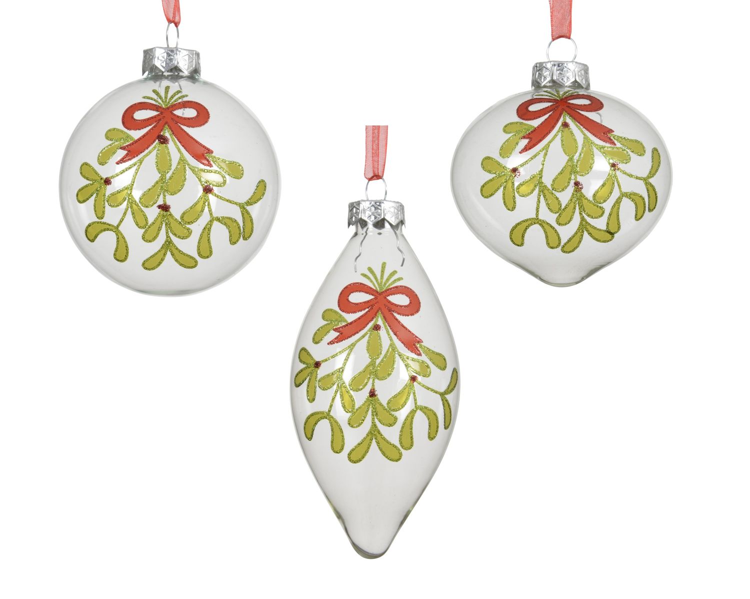 Xmas Ornament Glass Transparent - 3 Assorted