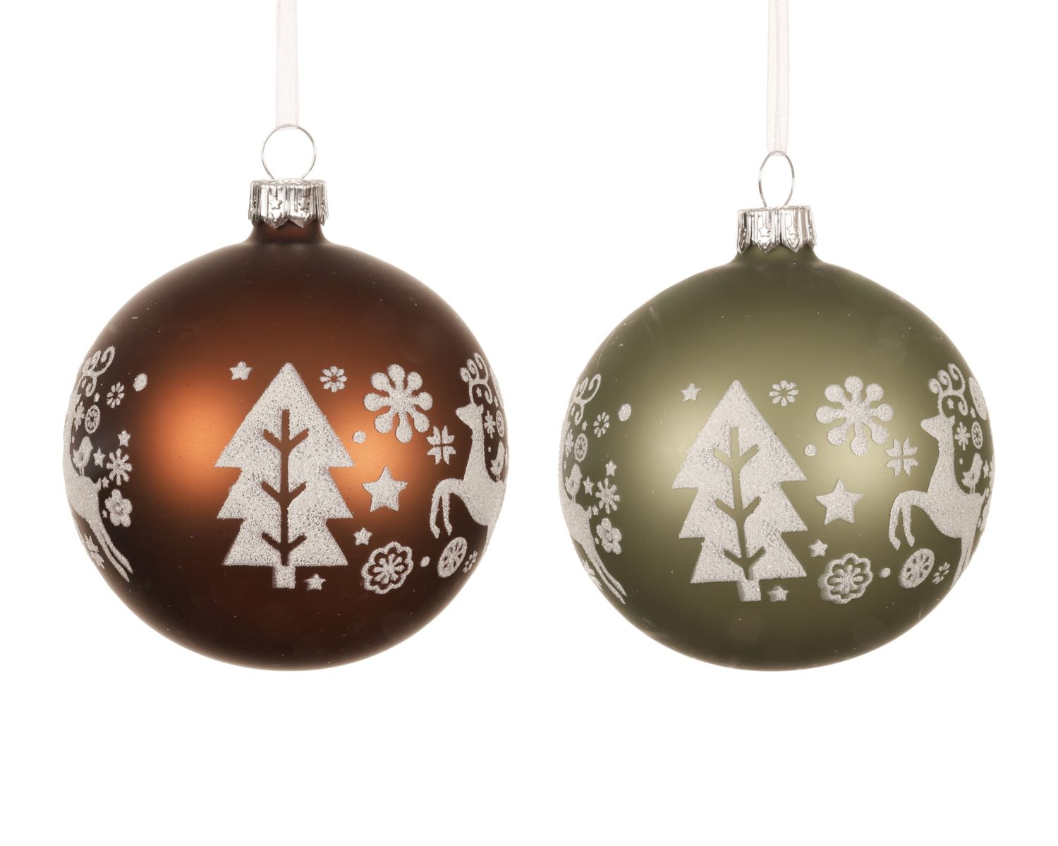 Xmas Ball Glass 8cm Tree Deer