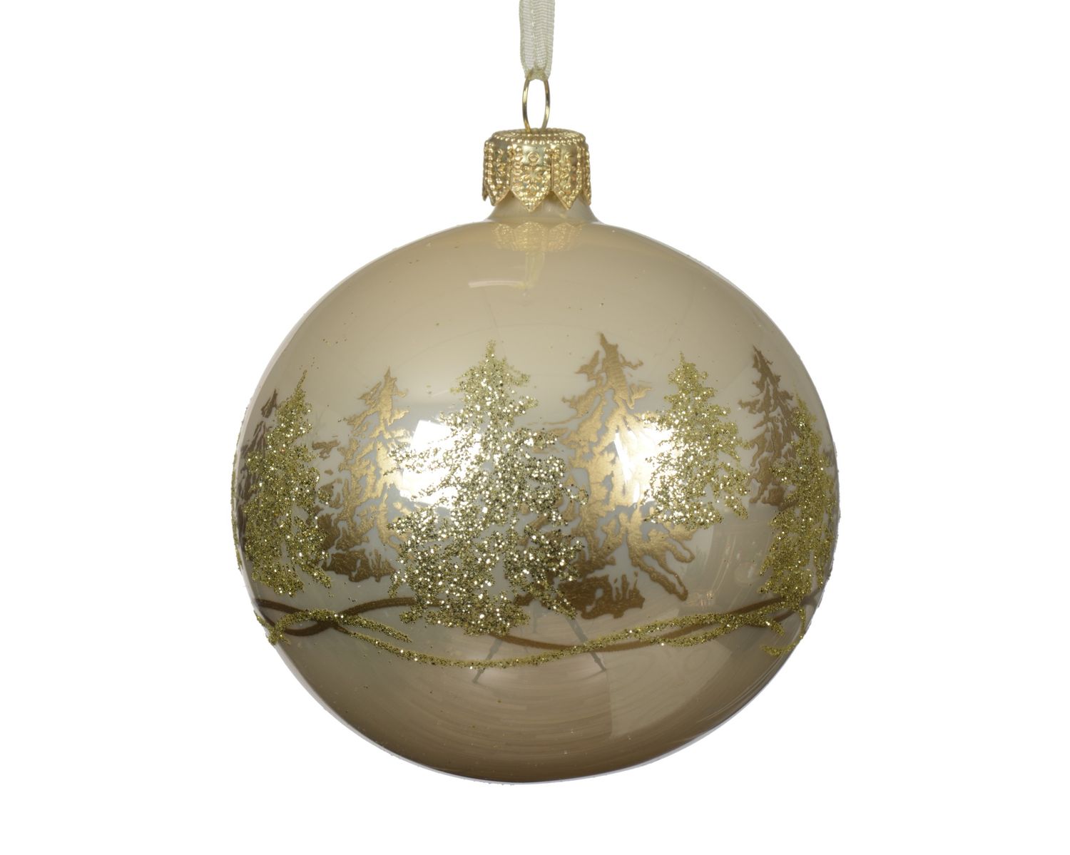 Xmas Ball Glass 8cm Pearl