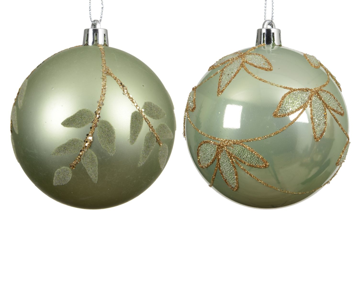 Xmas Ball Shatterproof 8cm Matcha Green - 2 Assorted