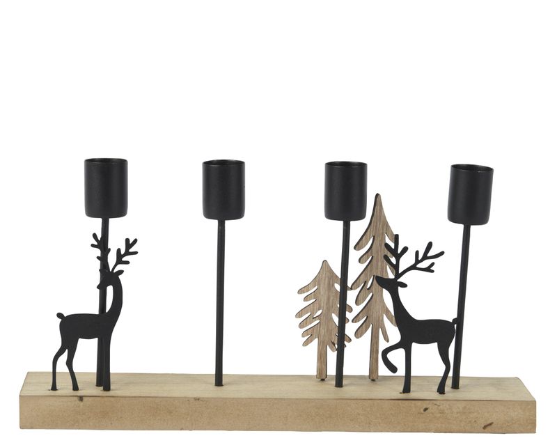 Candleholder Iron Black Figurines 28cm