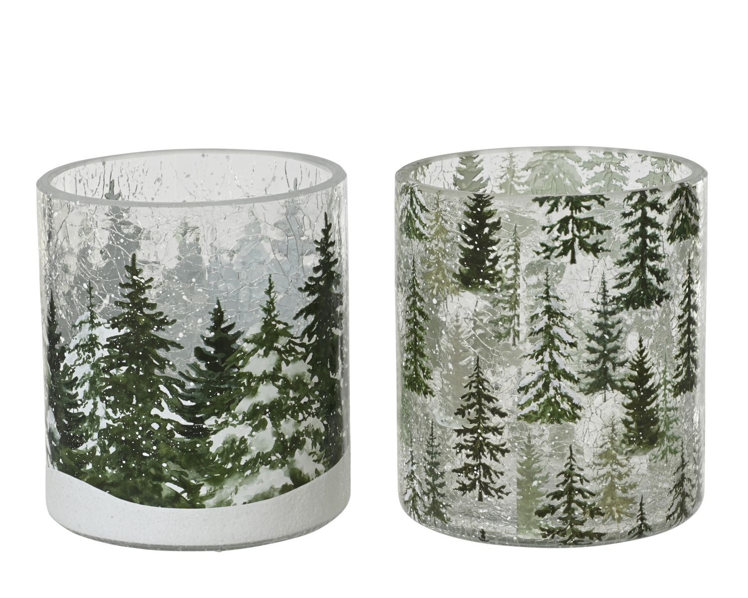 Tealightholder Glass Forest Dia9cm - 2 Assorted