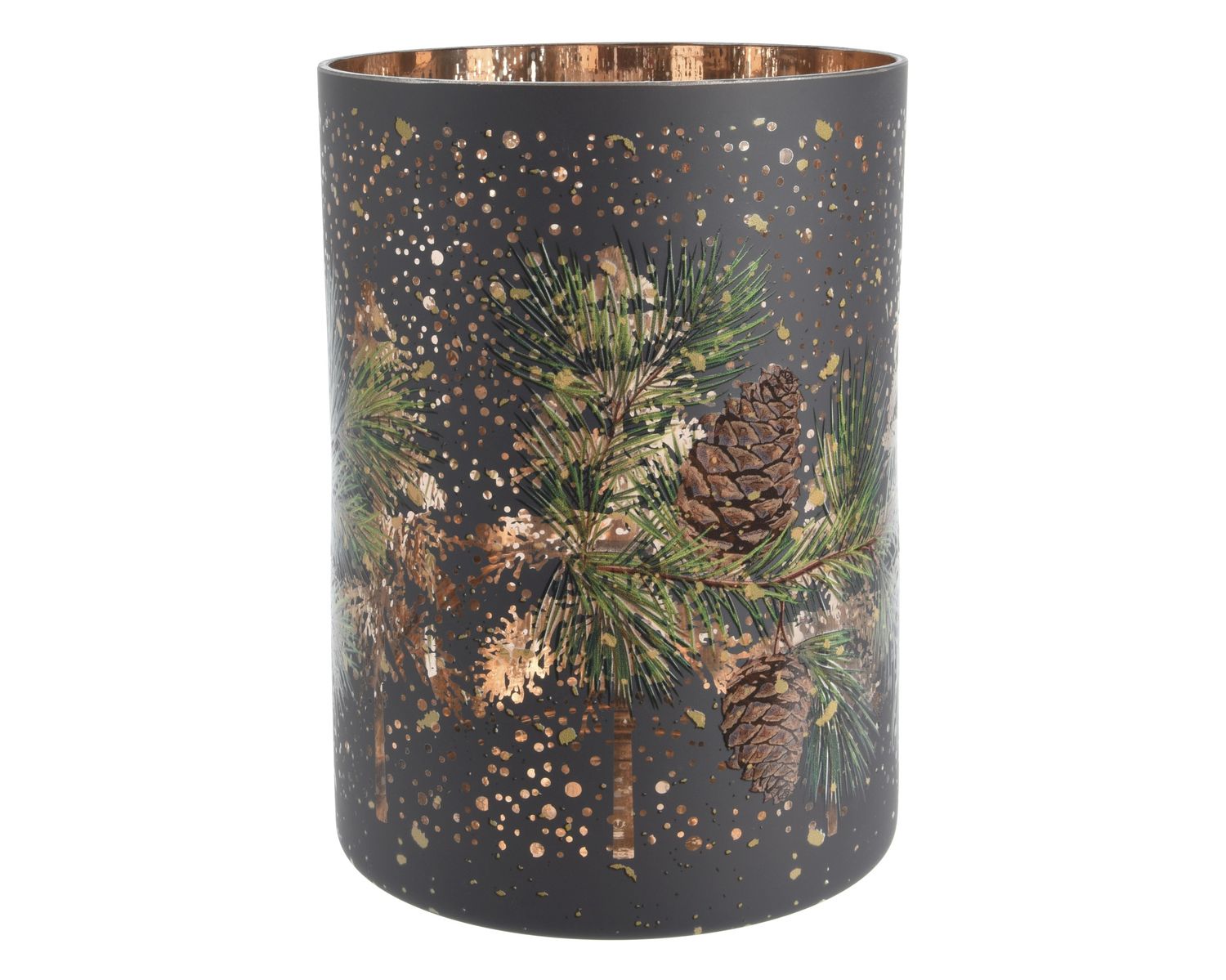 Tealightholder Glass Black Gold 18cm